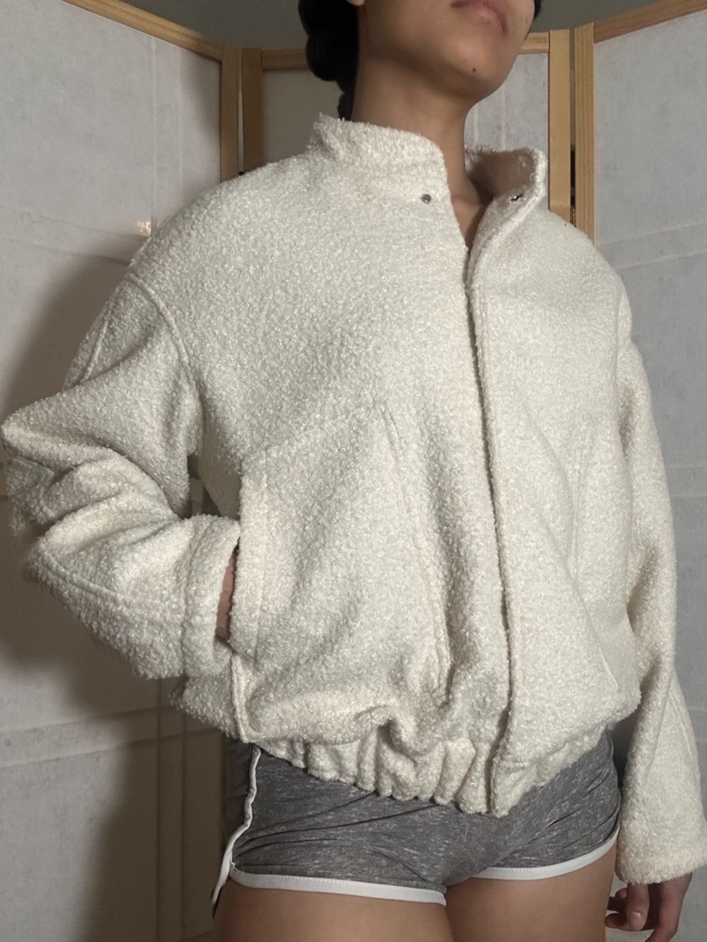 Cozy Cream Sherpa Bomber Jacket